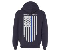 Thin Blue Line American Flag Hoodie HONOR & RESPECT