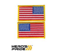 Hero's Pride US Flag Patch Red White and Blue with Med Gold 3.25"