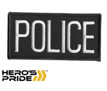 Hero's Pride POLICE  White on Black, Black Border, Velcro