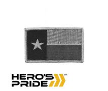 Hero's Pride TX Flag Patch Silver/Grey w/ hook fastener