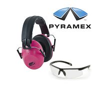 Pyramex Ever-Lite Black/Pink Frame & 26dB Pink Low-Pro Ear Muff